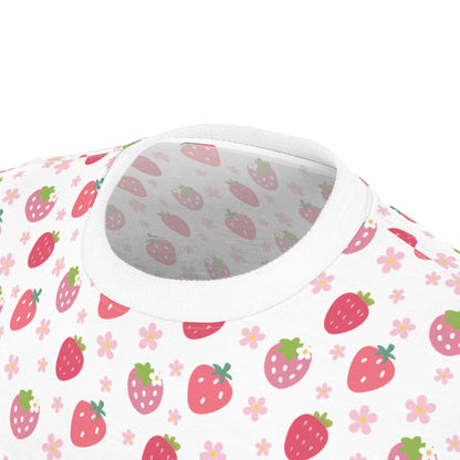 Strawberries and Daisies Patterned T - Shirt - T - Shirt - Kristine Celestine