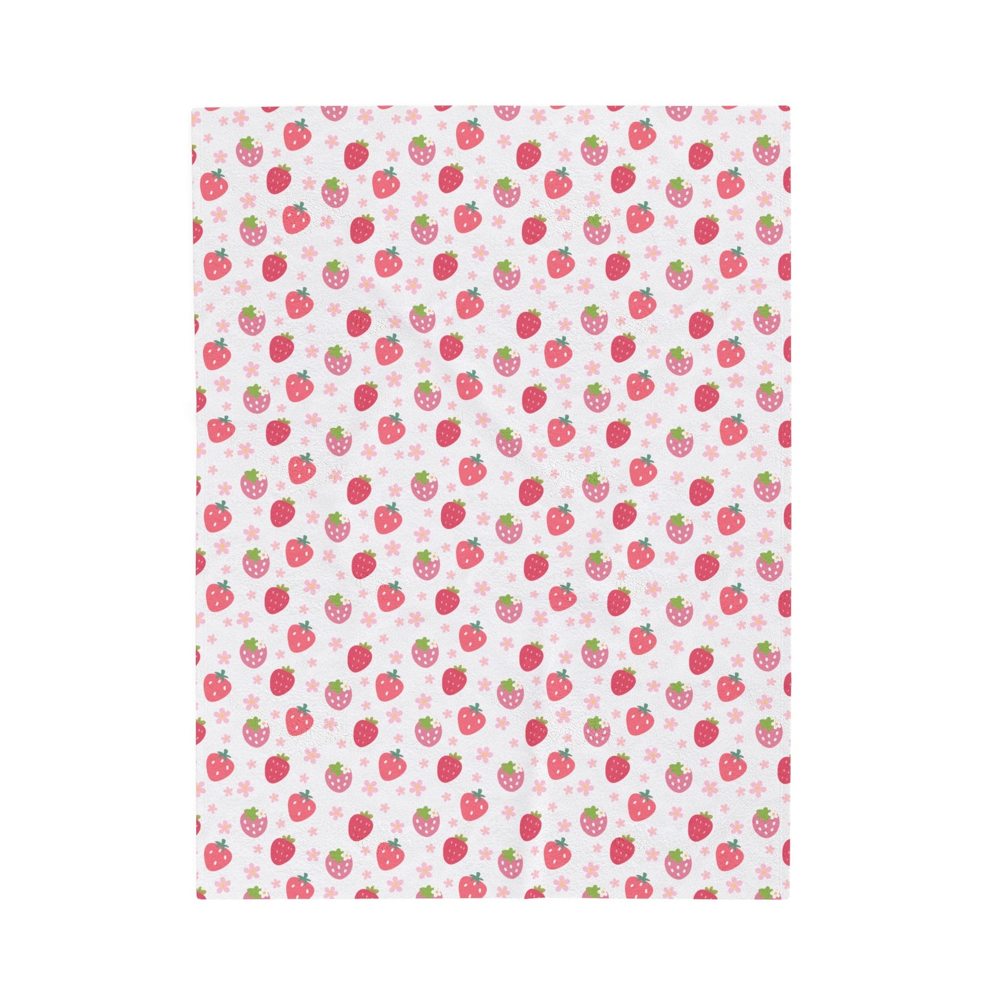 Strawberries and Daisies Velveteen Plush Blanket - Blanket - Kristine Celestine