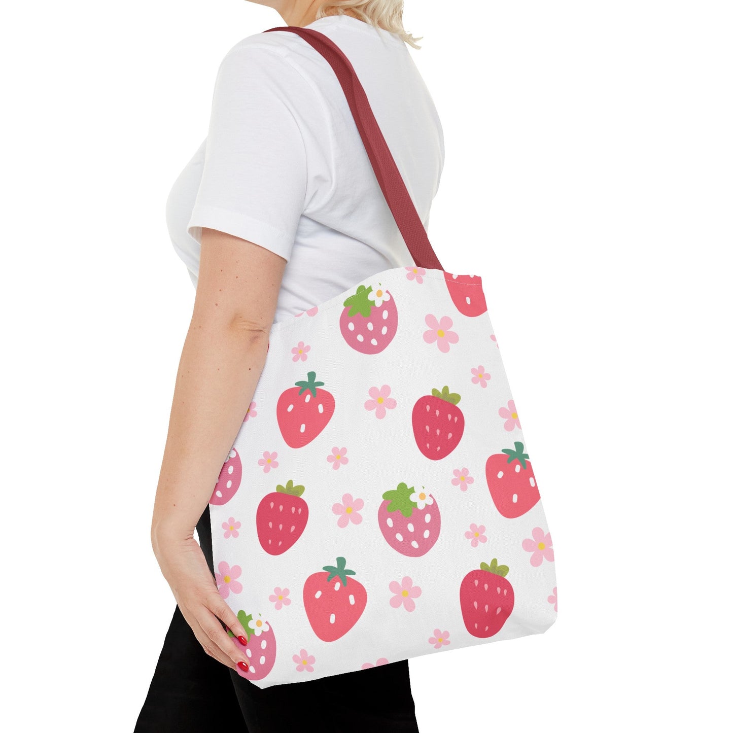 Strawberries and Daisies Tote Bag - Bags - Kristine Celestine