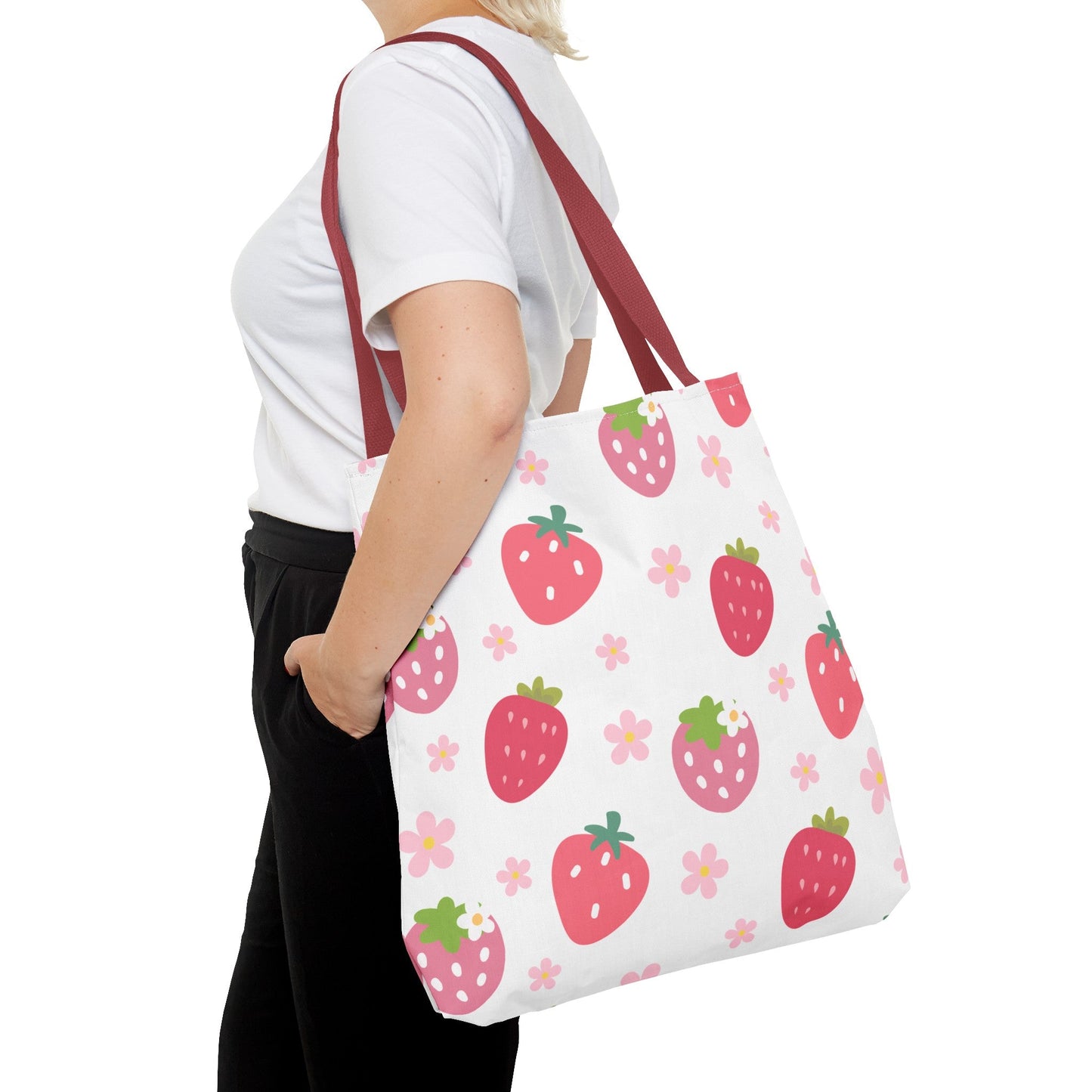 Strawberries and Daisies Tote Bag - Bags - Kristine Celestine