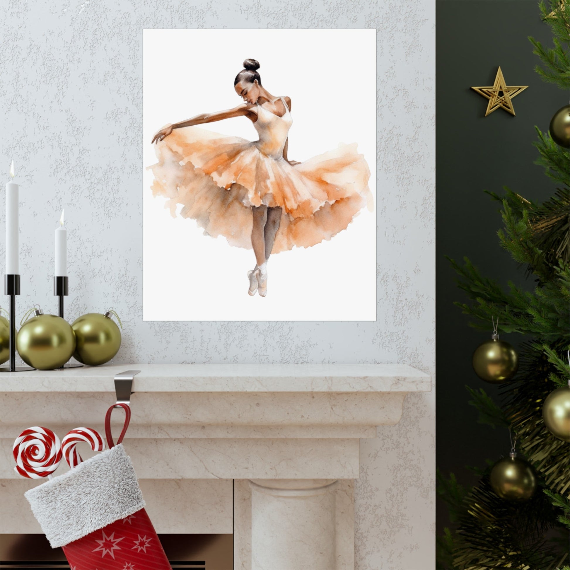 Dancer in a Lovely Orange Ombre Dress Wall Art Poster (A7) - Poster - Kristine Celestine