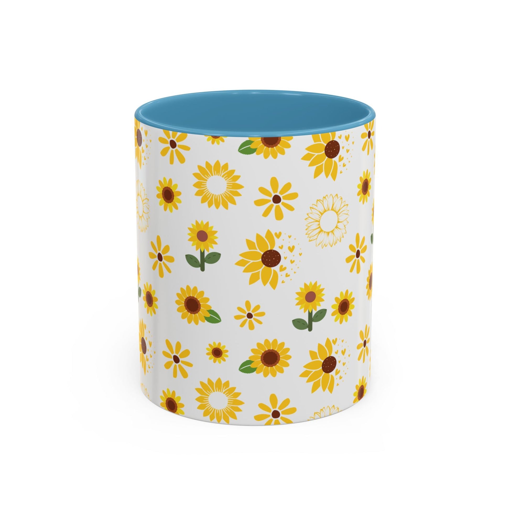 Sunflower Burst Accent Mug Pretty Yellow Ceramic Coffee Cup Summer Flower Tea Mug Floral Sunny Spring Tea Cup - Mug - Kristine Celestine