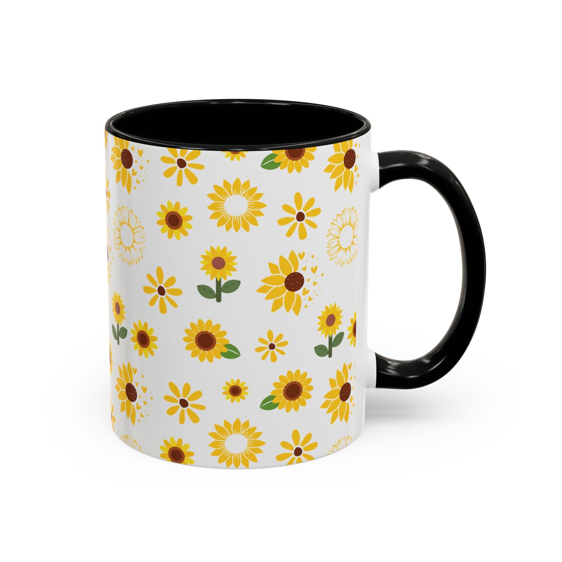 Sunflower Burst Accent Mug Pretty Yellow Ceramic Coffee Cup Summer Flower Tea Mug Floral Sunny Spring Tea Cup - Mug - Kristine Celestine