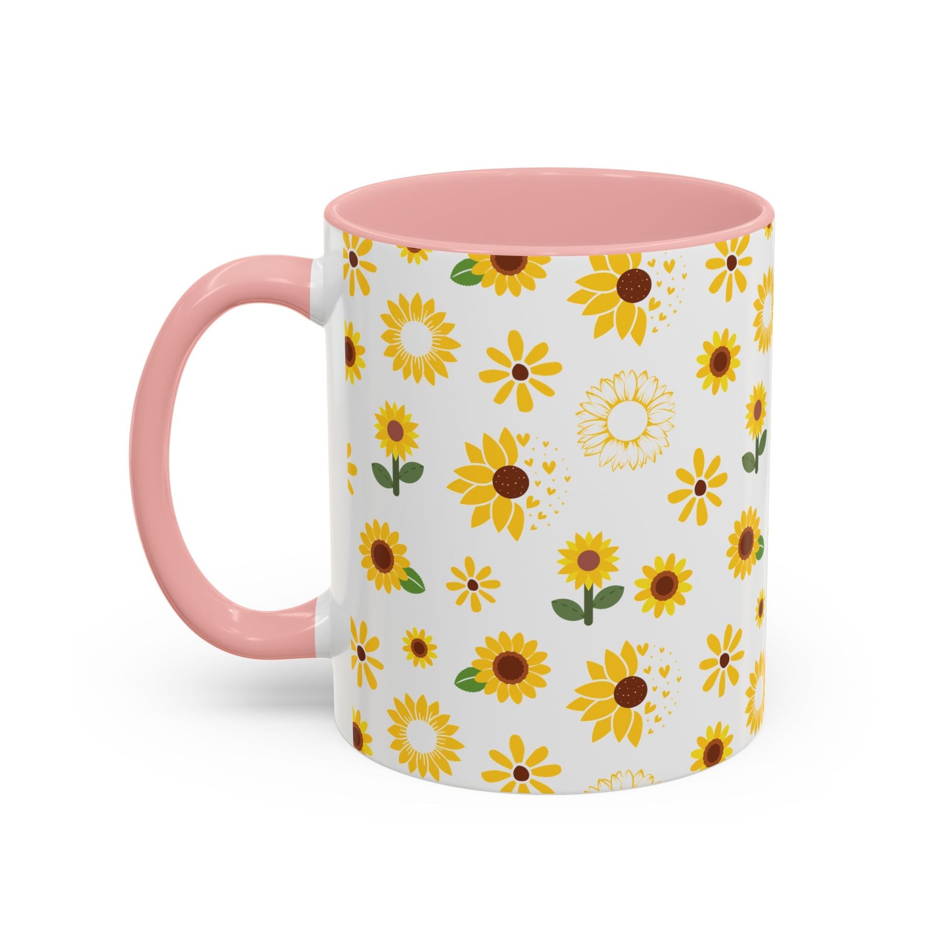 Sunflower Burst Accent Mug Pretty Yellow Ceramic Coffee Cup Summer Flower Tea Mug Floral Sunny Spring Tea Cup - Mug - Kristine Celestine