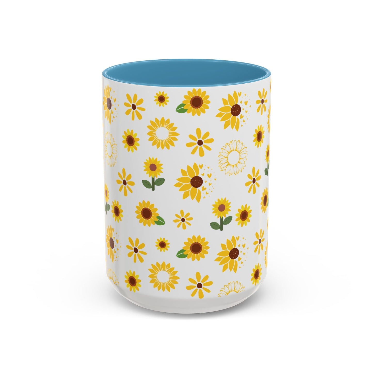 Sunflower Burst Accent Mug Pretty Yellow Ceramic Coffee Cup Summer Flower Tea Mug Floral Sunny Spring Tea Cup - Mug - Kristine Celestine