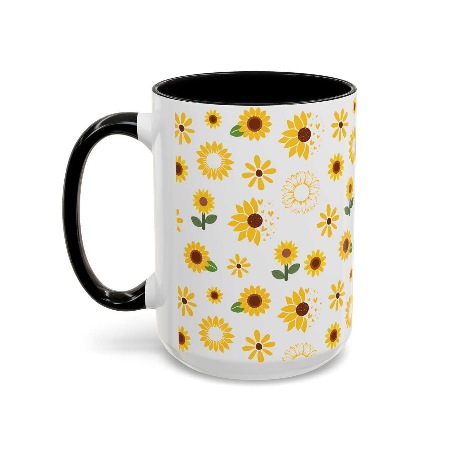 Sunflower Burst Accent Mug Pretty Yellow Ceramic Coffee Cup Summer Flower Tea Mug Floral Sunny Spring Tea Cup - Mug - Kristine Celestine