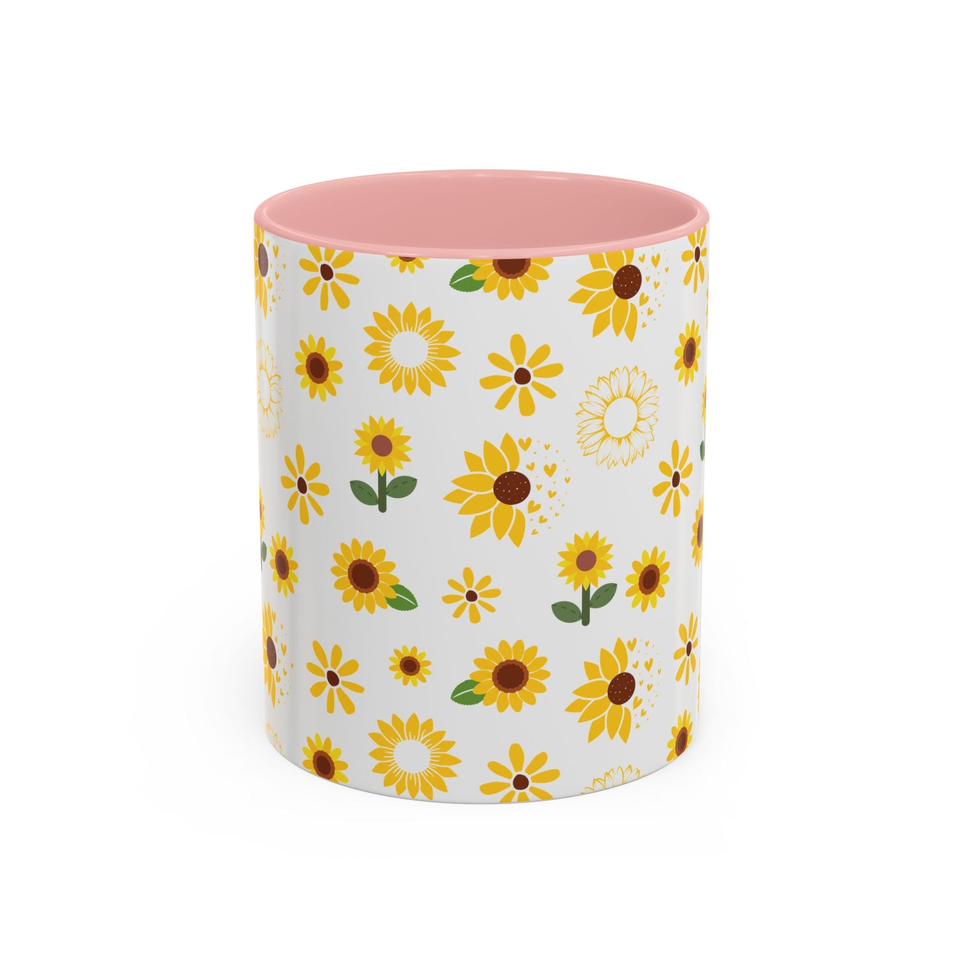 Sunflower Burst Accent Mug Pretty Yellow Ceramic Coffee Cup Summer Flower Tea Mug Floral Sunny Spring Tea Cup - Mug - Kristine Celestine