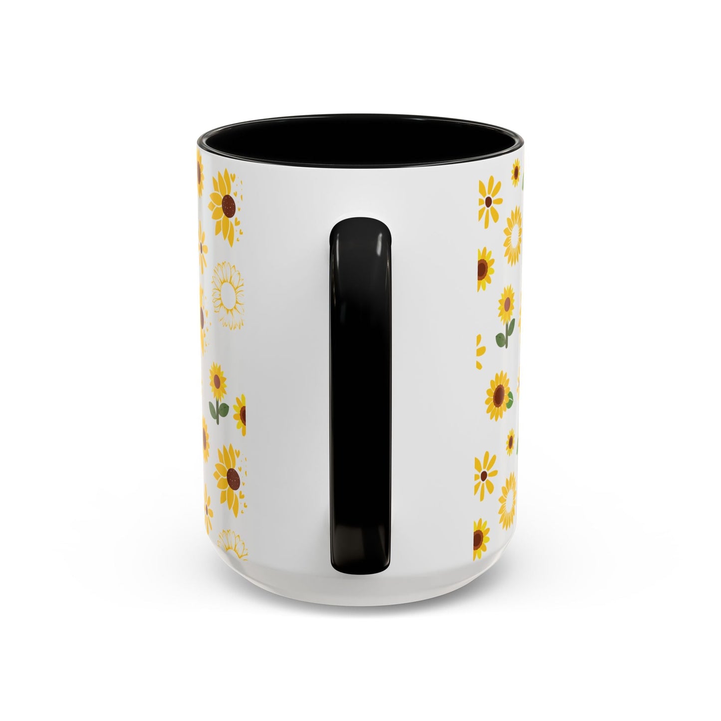 Sunflower Burst Accent Mug Pretty Yellow Ceramic Coffee Cup Summer Flower Tea Mug Floral Sunny Spring Tea Cup - Mug - Kristine Celestine