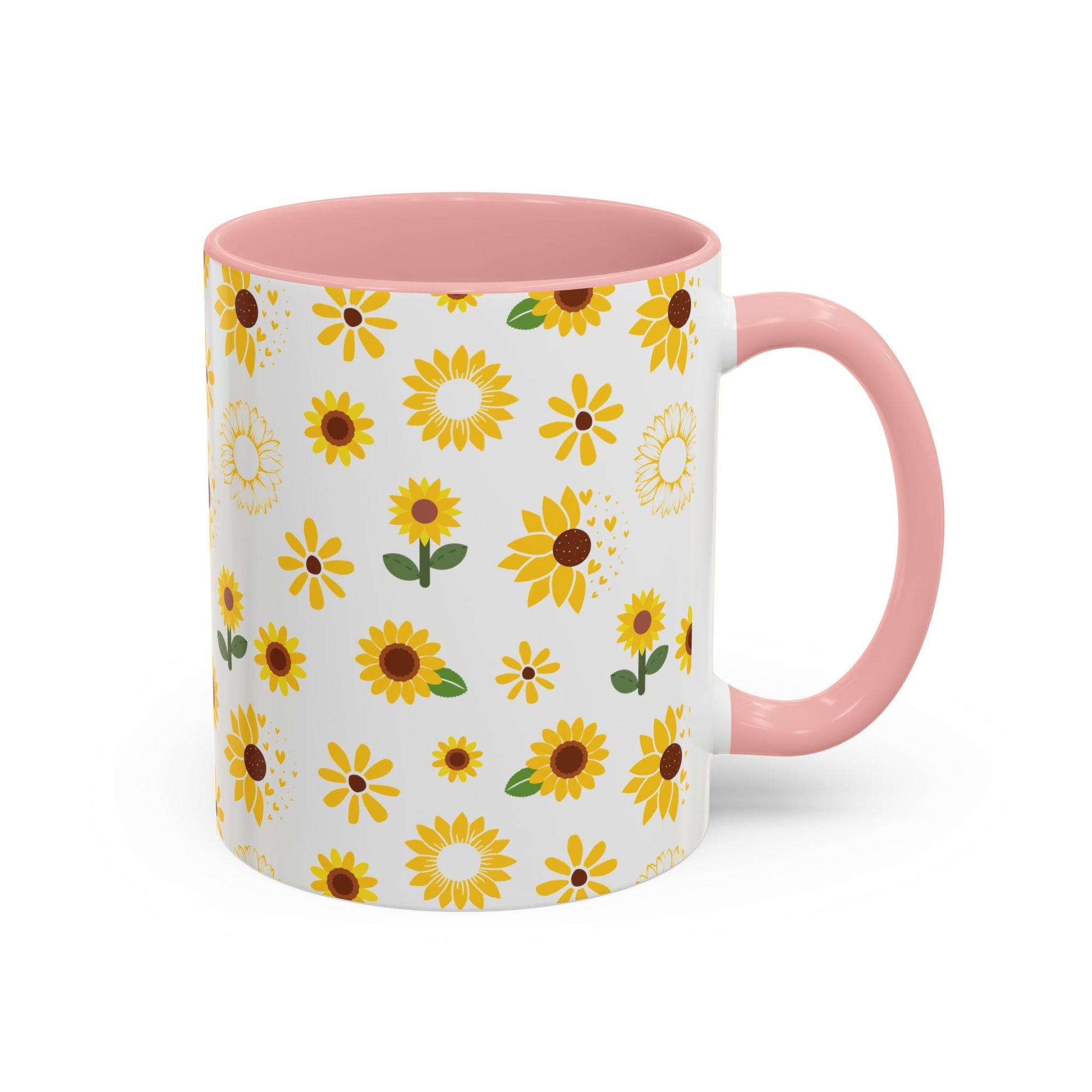 Sunflower Burst Accent Mug Pretty Yellow Ceramic Coffee Cup Summer Flower Tea Mug Floral Sunny Spring Tea Cup - Mug - Kristine Celestine