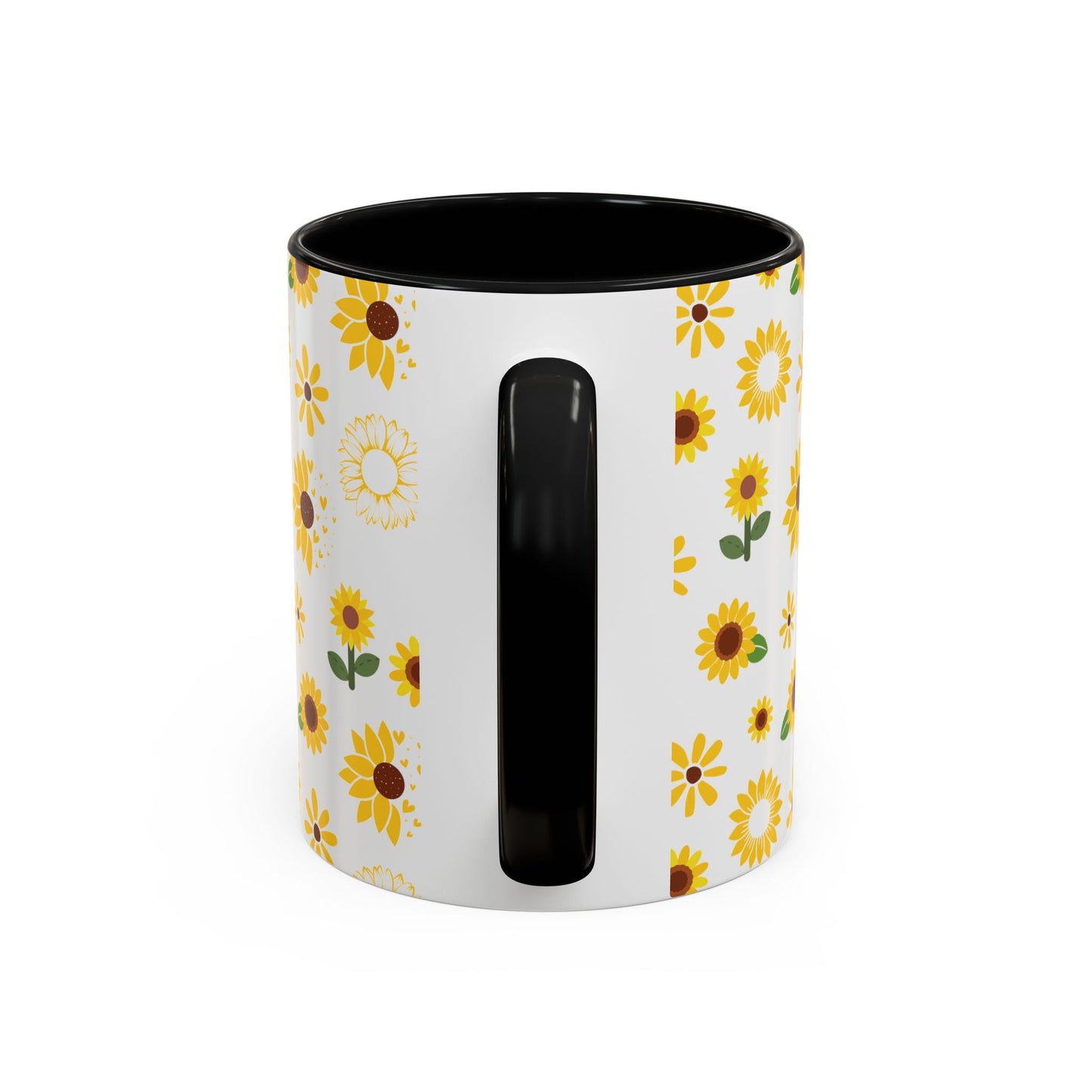 Sunflower Burst Accent Mug Pretty Yellow Ceramic Coffee Cup Summer Flower Tea Mug Floral Sunny Spring Tea Cup - Mug - Kristine Celestine