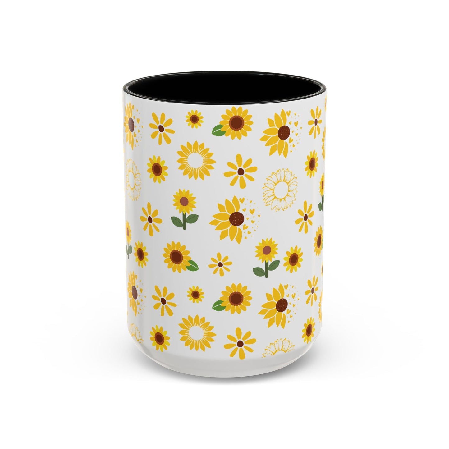 Sunflower Burst Accent Mug Pretty Yellow Ceramic Coffee Cup Summer Flower Tea Mug Floral Sunny Spring Tea Cup - Mug - Kristine Celestine