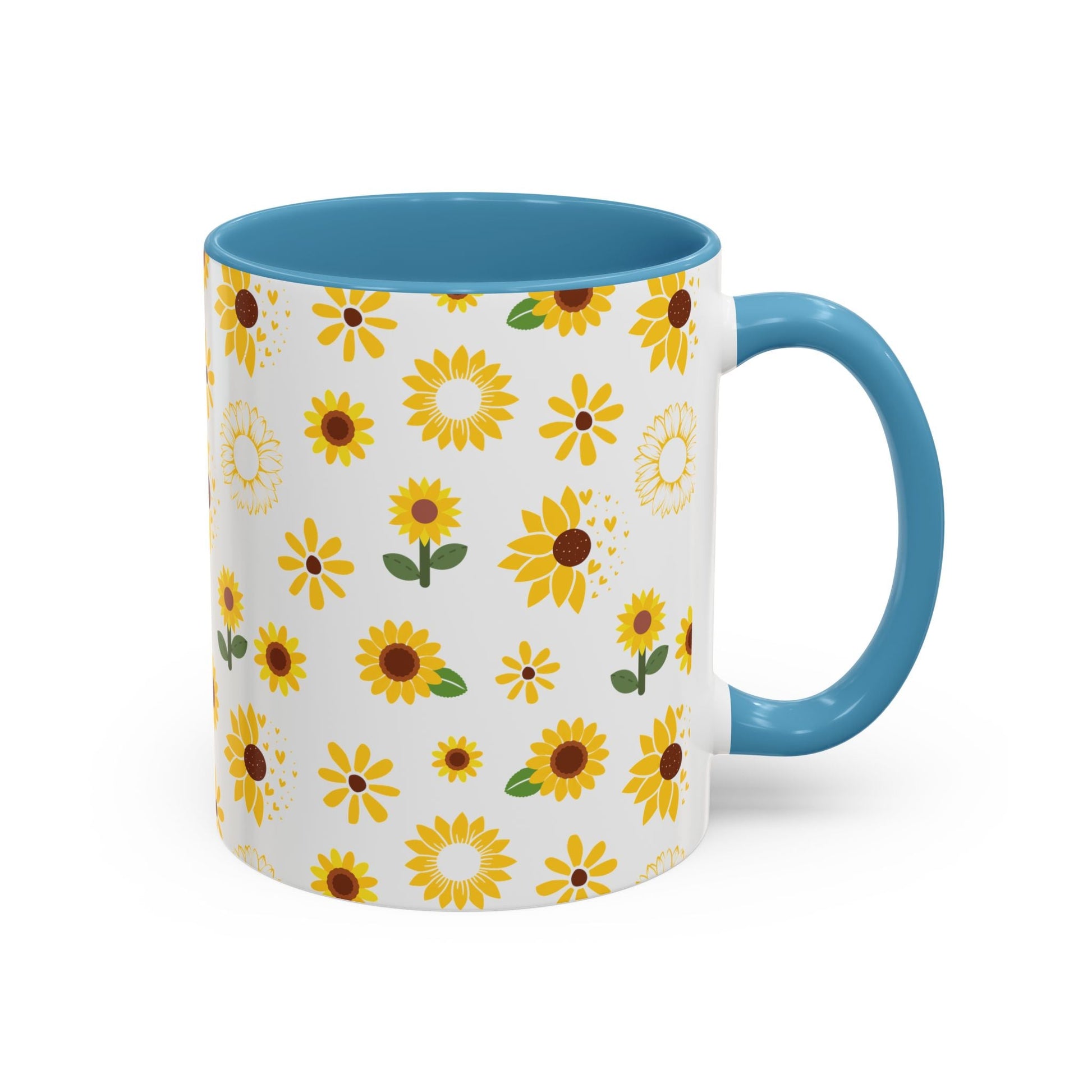 Sunflower Burst Accent Mug Pretty Yellow Ceramic Coffee Cup Summer Flower Tea Mug Floral Sunny Spring Tea Cup - Mug - Kristine Celestine