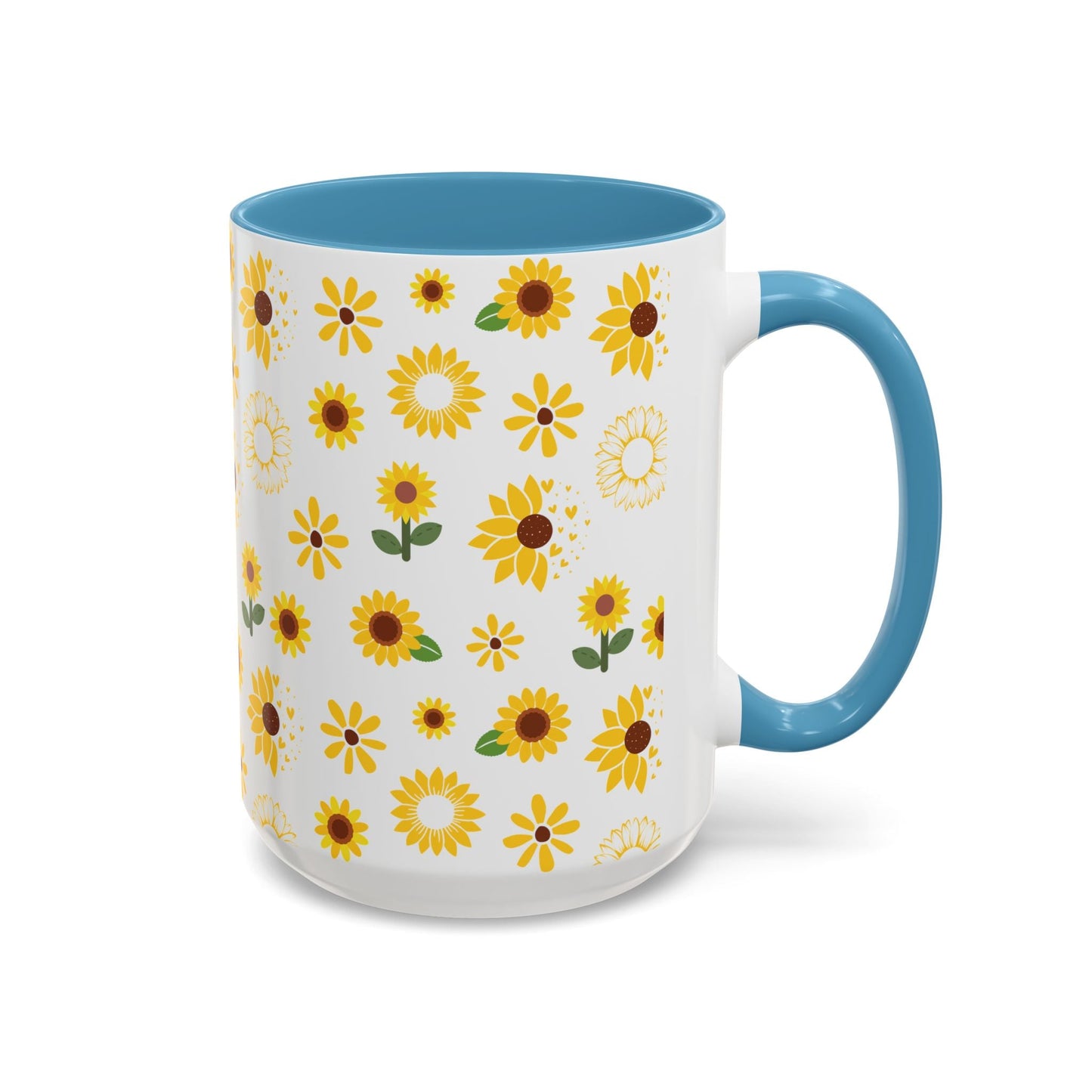 Sunflower Burst Accent Mug Pretty Yellow Ceramic Coffee Cup Summer Flower Tea Mug Floral Sunny Spring Tea Cup - Mug - Kristine Celestine