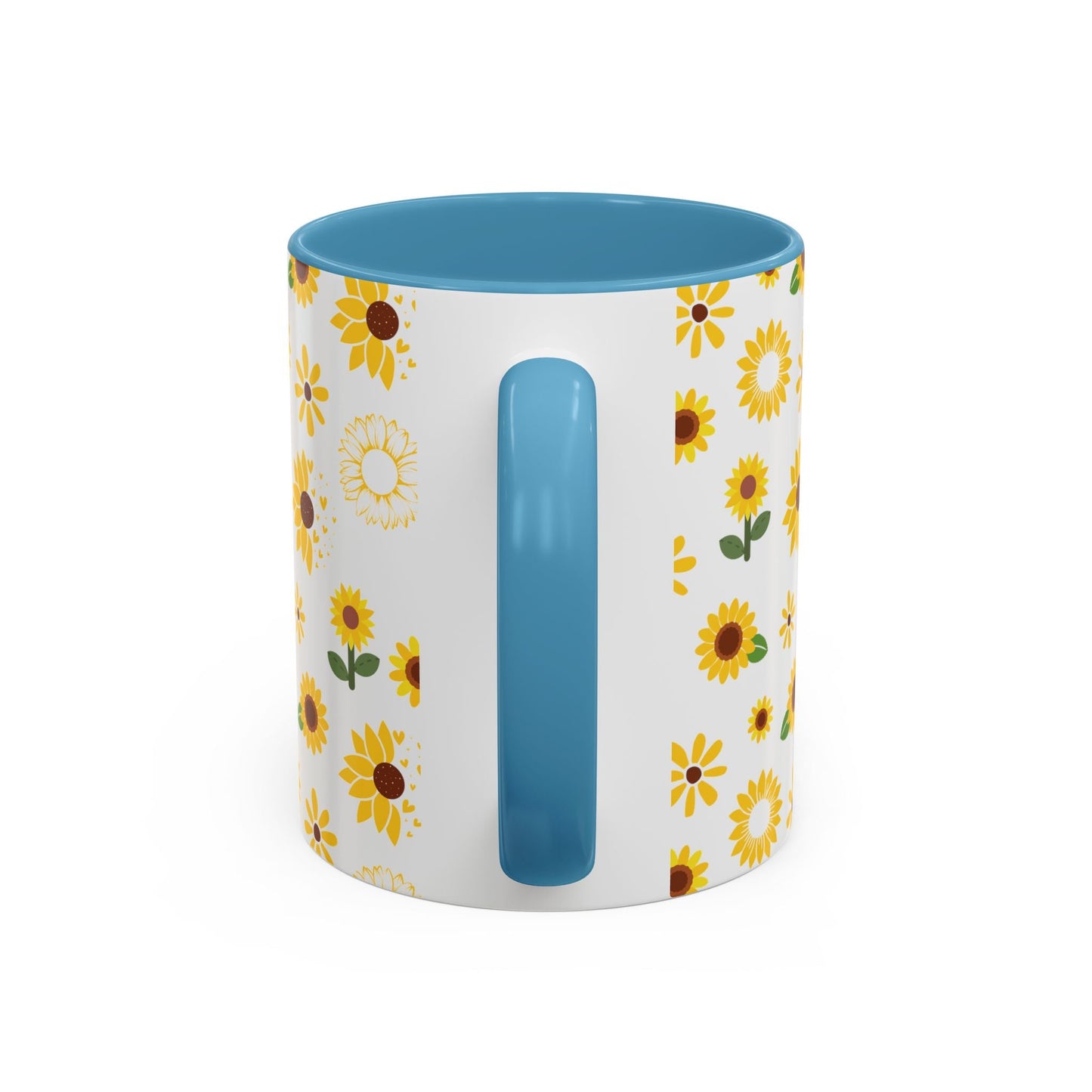 Sunflower Burst Accent Mug Pretty Yellow Ceramic Coffee Cup Summer Flower Tea Mug Floral Sunny Spring Tea Cup - Mug - Kristine Celestine