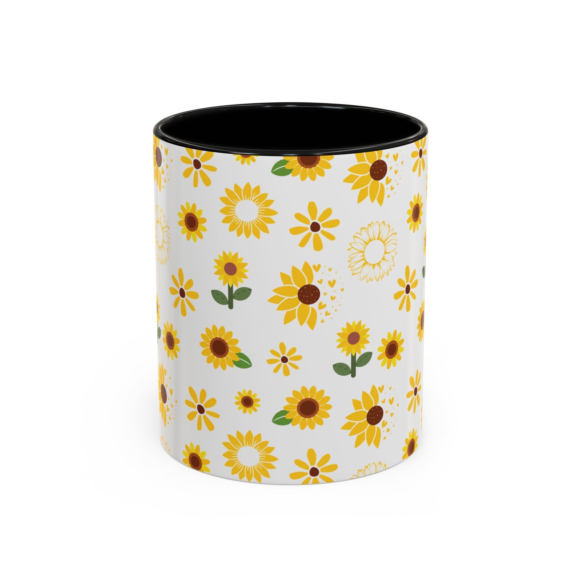 Sunflower Burst Accent Mug Pretty Yellow Ceramic Coffee Cup Summer Flower Tea Mug Floral Sunny Spring Tea Cup - Mug - Kristine Celestine