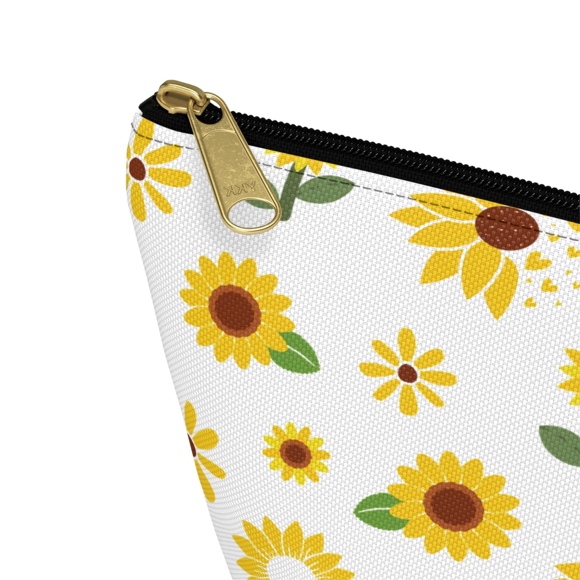 Sunflower Burst Accessory Pouch with T - bottom Pretty Yellow Flower Pouch for Makeup Small Bag for School Supplies Floral Summer Zipper Pouch - Bags - Kristine Celestine