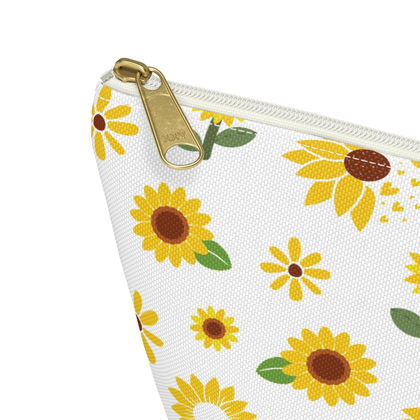 Sunflower Burst Accessory Pouch with T - bottom Pretty Yellow Flower Pouch for Makeup Small Bag for School Supplies Floral Summer Zipper Pouch - Bags - Kristine Celestine