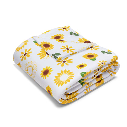 Sunflower Burst Arctic Fleece Blanket Cute Yellow Flower Throw Blanket Spring Floral Bed Spread Summer Flower Movie Night Blanket - Home Decor - Kristine Celestine