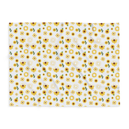 Sunflower Burst Arctic Fleece Blanket Cute Yellow Flower Throw Blanket Spring Floral Bed Spread Summer Flower Movie Night Blanket - Home Decor - Kristine Celestine