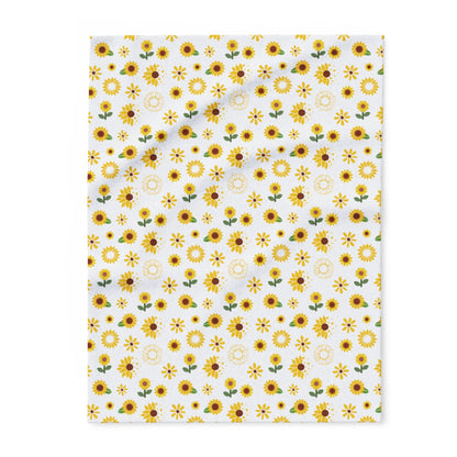 Sunflower Burst Arctic Fleece Blanket Cute Yellow Flower Throw Blanket Spring Floral Bed Spread Summer Flower Movie Night Blanket - Home Decor - Kristine Celestine