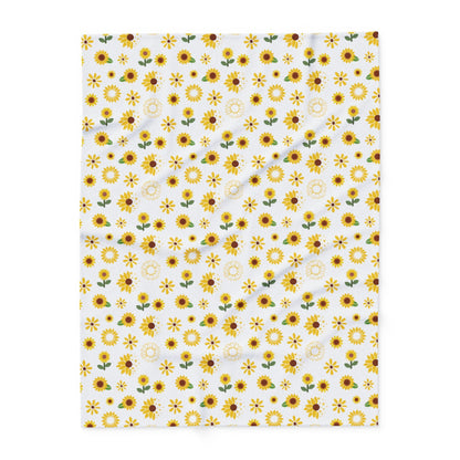 Sunflower Burst Arctic Fleece Blanket Cute Yellow Flower Throw Blanket Spring Floral Bed Spread Summer Flower Movie Night Blanket - Home Decor - Kristine Celestine