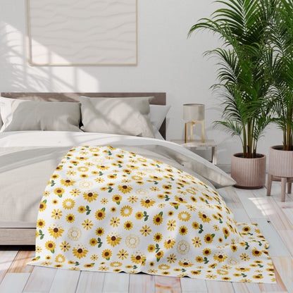 Sunflower Burst Arctic Fleece Blanket Cute Yellow Flower Throw Blanket Spring Floral Bed Spread Summer Flower Movie Night Blanket - Home Decor - Kristine Celestine