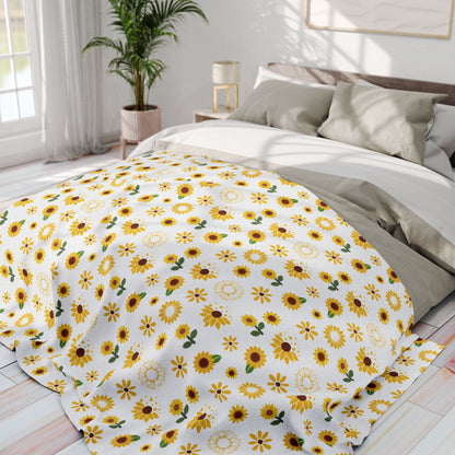 Sunflower Burst Arctic Fleece Blanket Cute Yellow Flower Throw Blanket Spring Floral Bed Spread Summer Flower Movie Night Blanket - Home Decor - Kristine Celestine