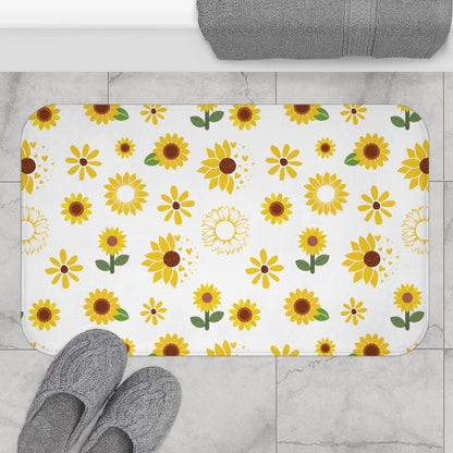 Sunflower Burst Bath Mat Cute Sunny Flower Bathmat Yellow Mat Floral Rug Girly Area Rug Spring Floor Cloth Cute Doormat Flower Runner Womens Bath Accessory Room Decor - Home Decor - Kristine Celestine