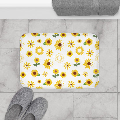 Sunflower Burst Bath Mat Cute Sunny Flower Bathmat Yellow Mat Floral Rug Girly Area Rug Spring Floor Cloth Cute Doormat Flower Runner Womens Bath Accessory Room Decor - Home Decor - Kristine Celestine