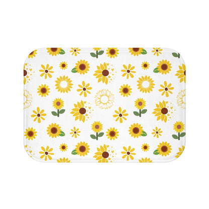 Sunflower Burst Bath Mat Cute Sunny Flower Bathmat Yellow Mat Floral Rug Girly Area Rug Spring Floor Cloth Cute Doormat Flower Runner Womens Bath Accessory Room Decor - Home Decor - Kristine Celestine