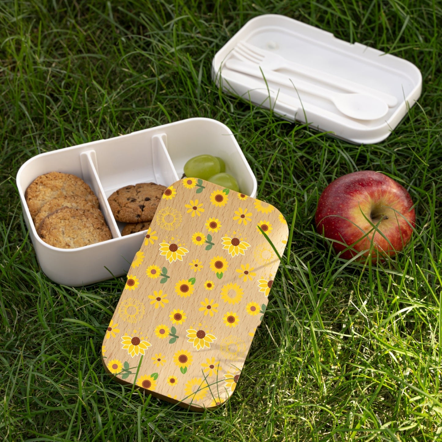 Sunflower Burst Bento Lunch Box Cute Food Container Yellow Flower Summer Lunchbox Floral Spring Food Storage Container - Accessories - Kristine Celestine