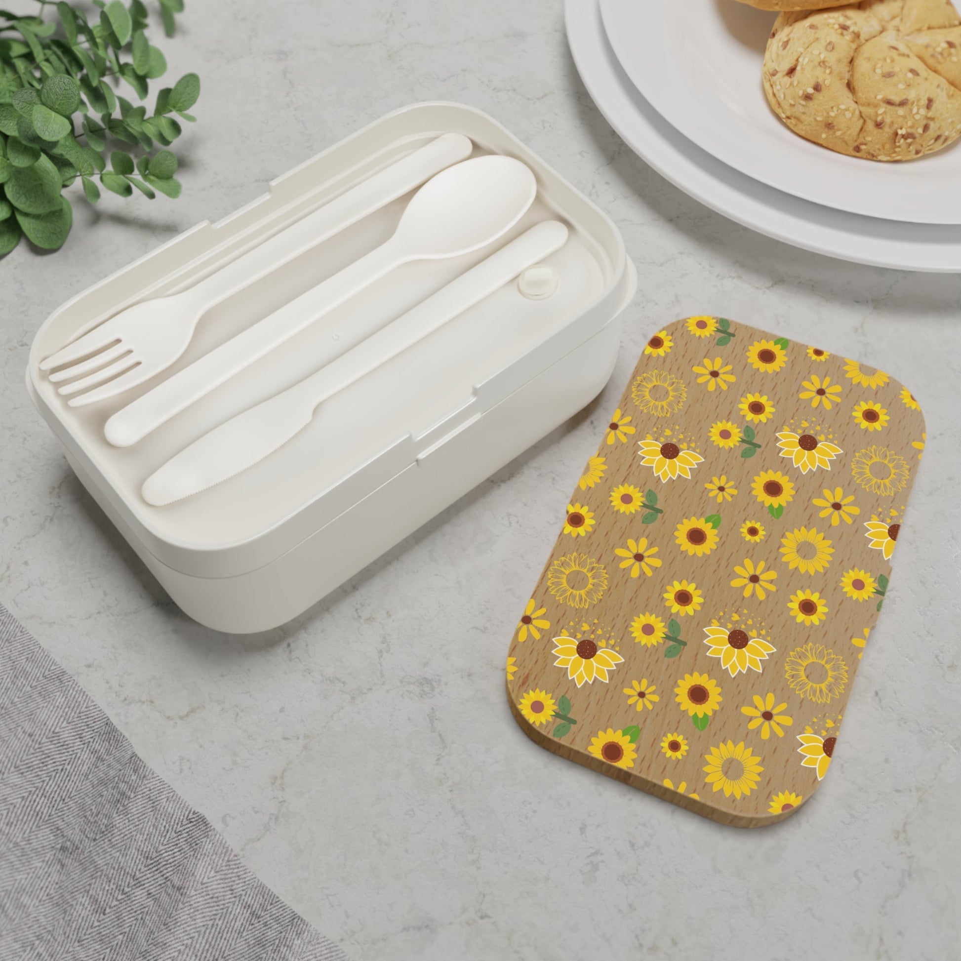 Sunflower Burst Bento Lunch Box Cute Food Container Yellow Flower Summer Lunchbox Floral Spring Food Storage Container - Accessories - Kristine Celestine