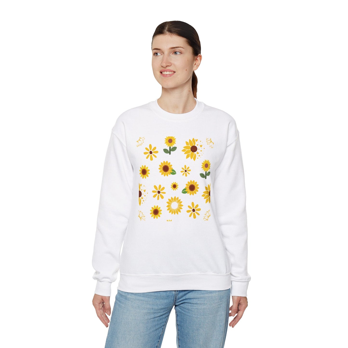 Sunflower Burst Crewneck Sweatshirt Yellow Flower Sweater Summer Sunny Floral Long Sleeve Sweatshirt - Sweatshirt - Kristine Celestine