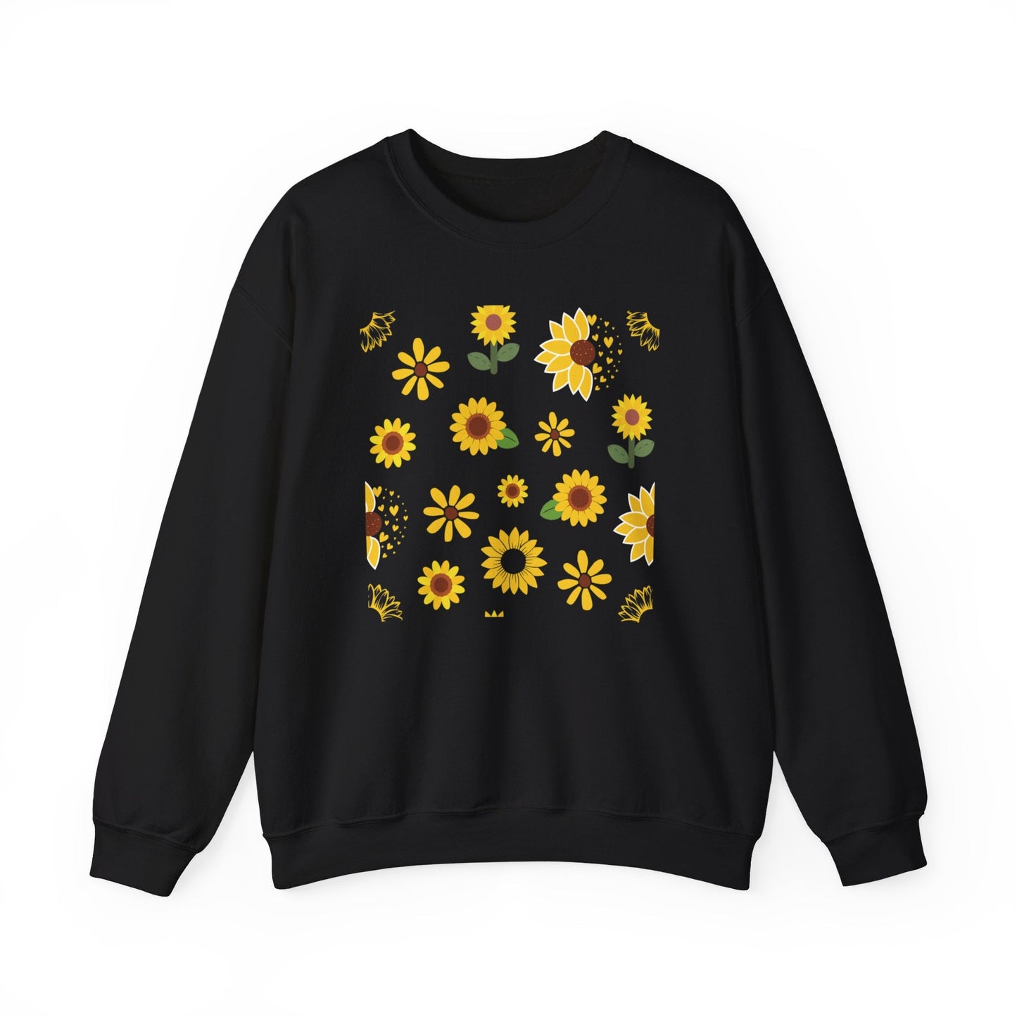 Sunflower Burst Crewneck Sweatshirt Yellow Flower Sweater Summer Sunny Floral Long Sleeve Sweatshirt - Sweatshirt - Kristine Celestine