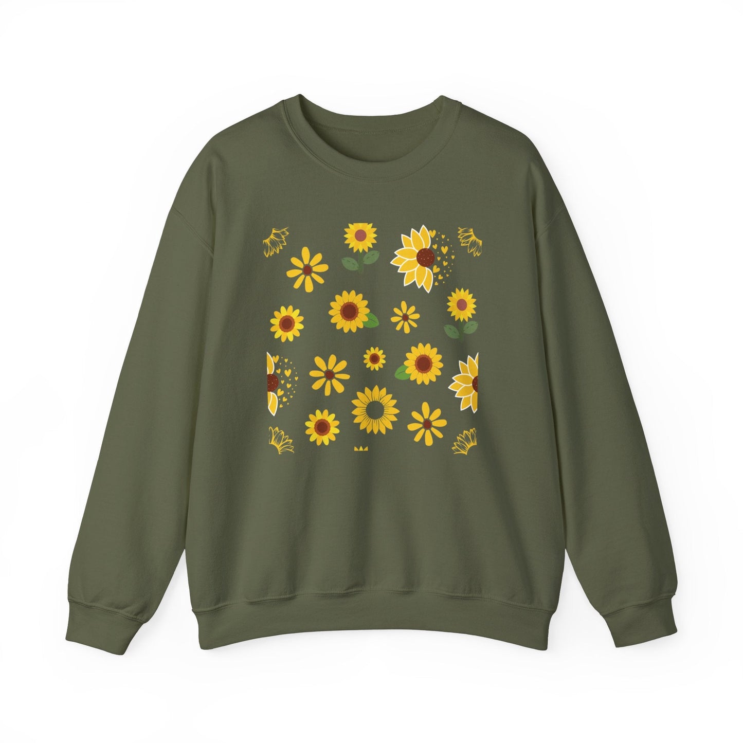 Sunflower Burst Crewneck Sweatshirt Yellow Flower Sweater Summer Sunny Floral Long Sleeve Sweatshirt - Sweatshirt - Kristine Celestine