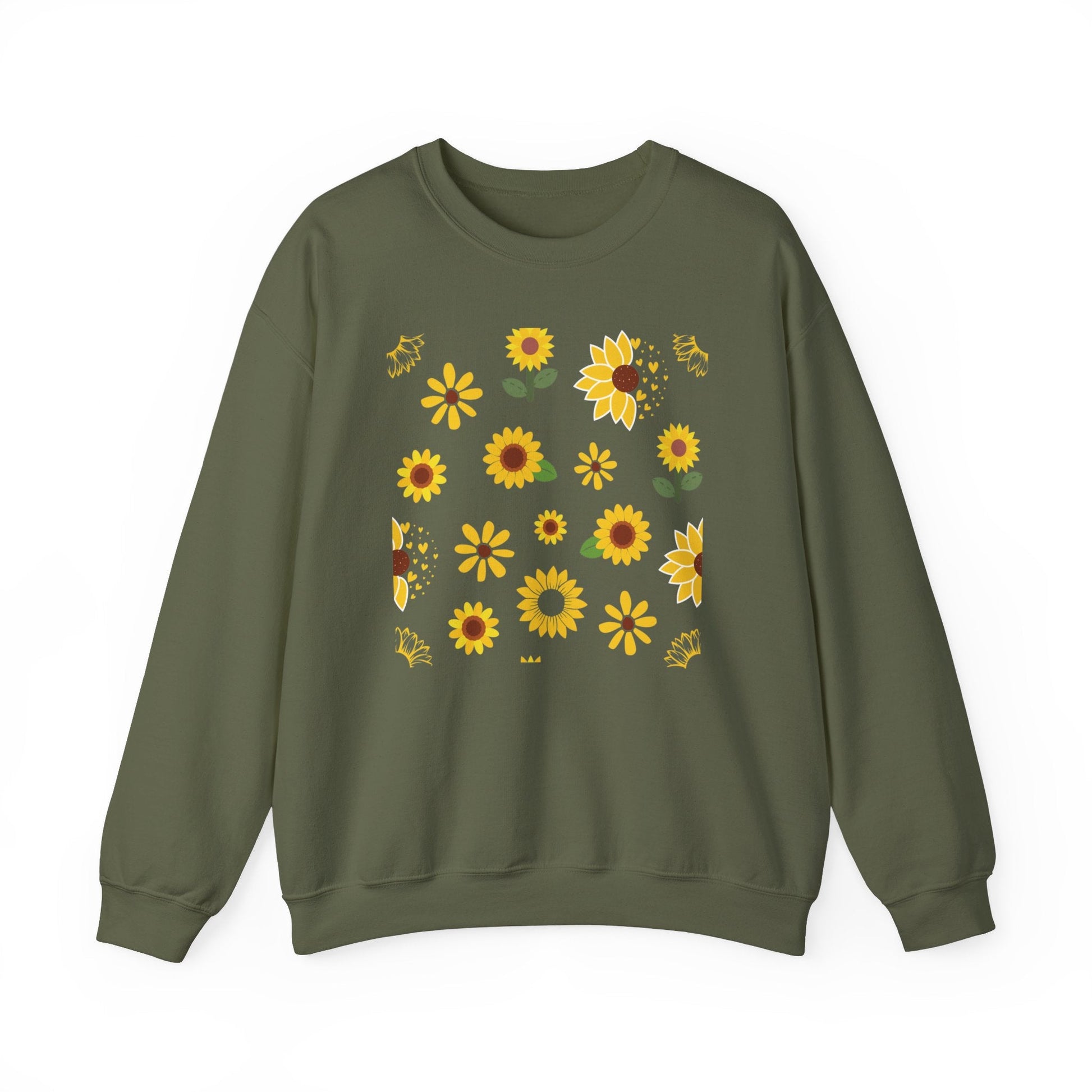 Sunflower Burst Crewneck Sweatshirt Yellow Flower Sweater Summer Sunny Floral Long Sleeve Sweatshirt - Sweatshirt - Kristine Celestine