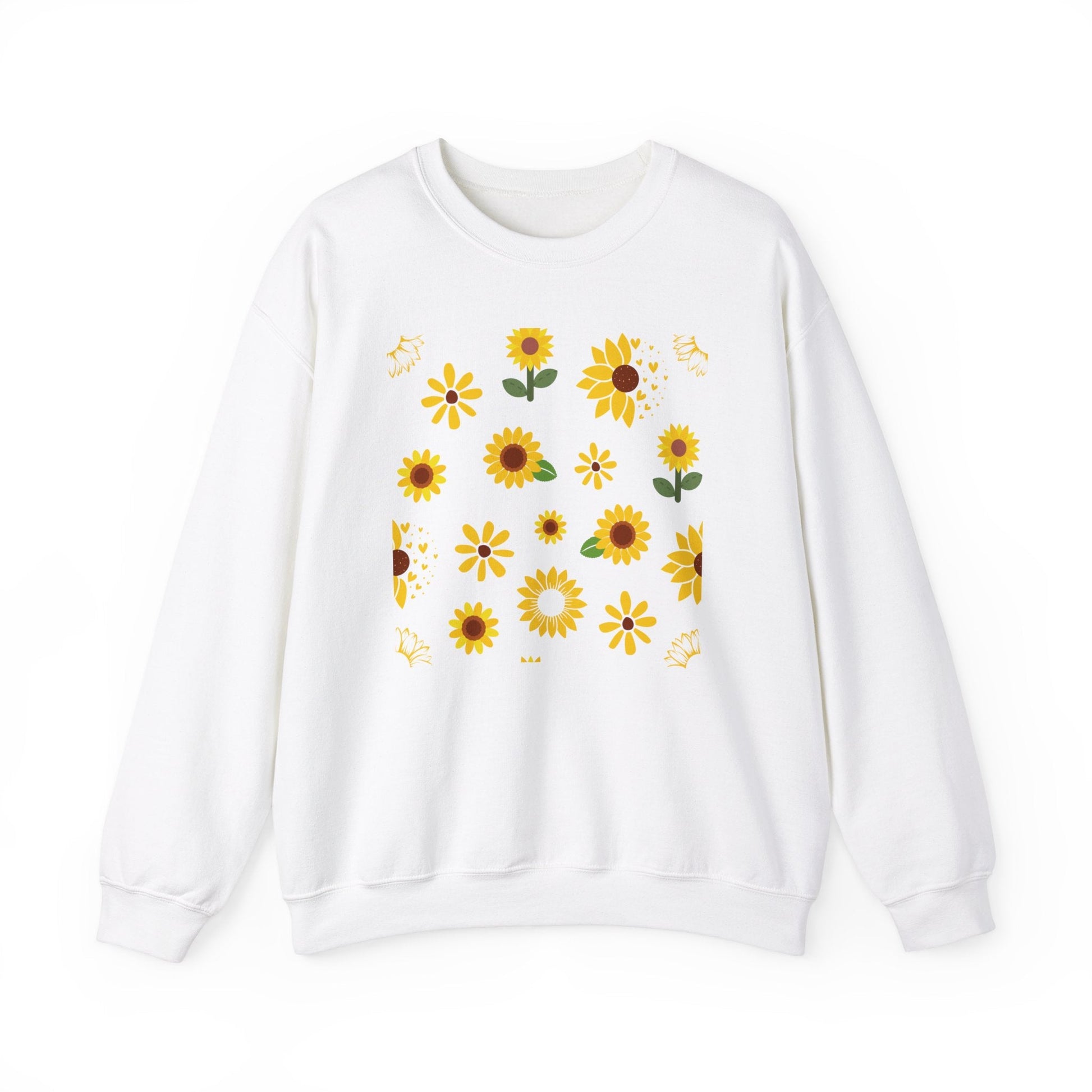 Sunflower Burst Crewneck Sweatshirt Yellow Flower Sweater Summer Sunny Floral Long Sleeve Sweatshirt - Sweatshirt - Kristine Celestine