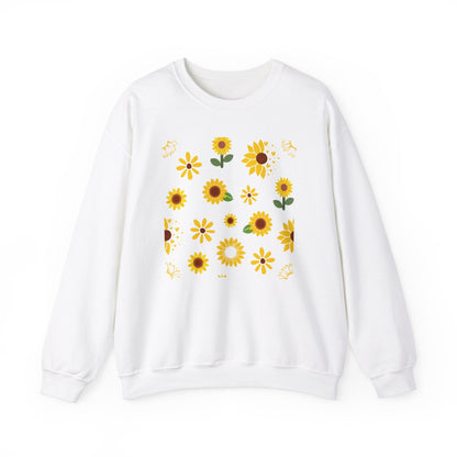 Sunflower Burst Crewneck Sweatshirt Yellow Flower Sweater Summer Sunny Floral Long Sleeve Sweatshirt - Sweatshirt - Kristine Celestine