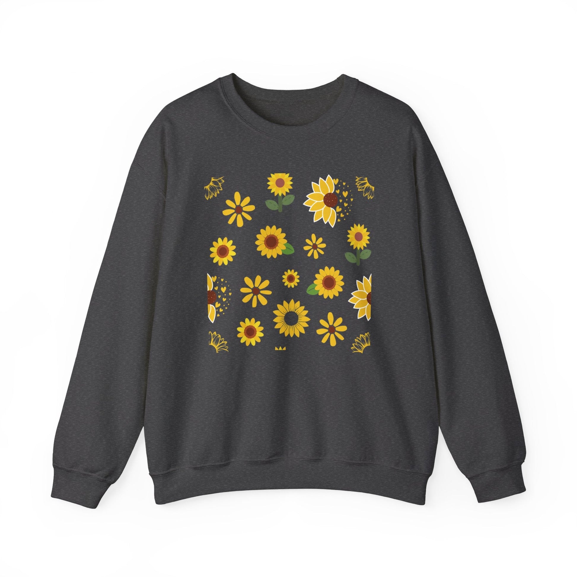 Sunflower Burst Crewneck Sweatshirt Yellow Flower Sweater Summer Sunny Floral Long Sleeve Sweatshirt - Sweatshirt - Kristine Celestine