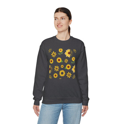 Sunflower Burst Crewneck Sweatshirt Yellow Flower Sweater Summer Sunny Floral Long Sleeve Sweatshirt - Sweatshirt - Kristine Celestine