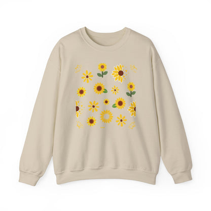 Sunflower Burst Crewneck Sweatshirt Yellow Flower Sweater Summer Sunny Floral Long Sleeve Sweatshirt - Sweatshirt - Kristine Celestine