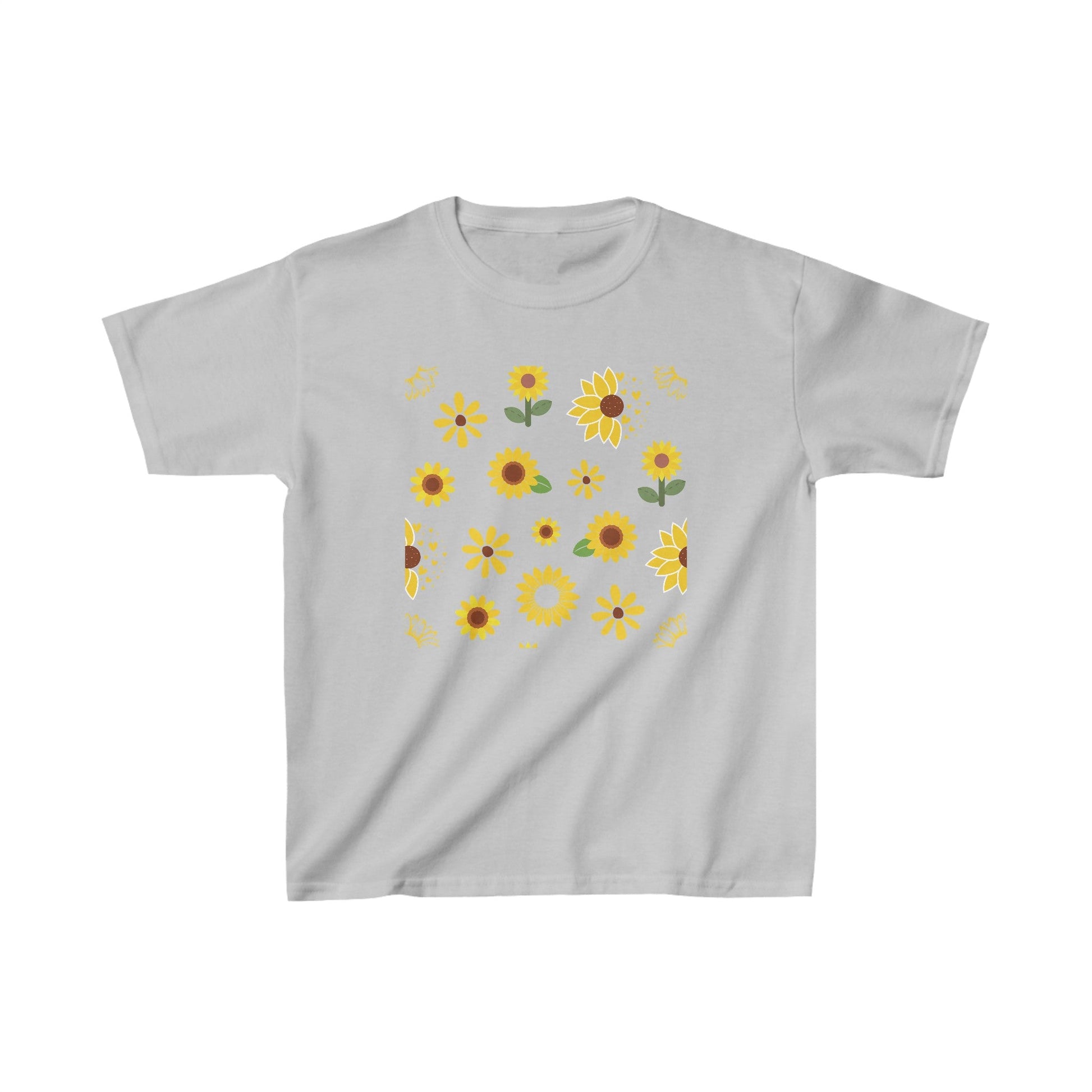 Sunflower Burst Kids Cotton Tee Cute Yellow Summer Flower Shirt Casual Floral Sunny Spring Children's T - Shirt - Kids clothes - Kristine Celestine