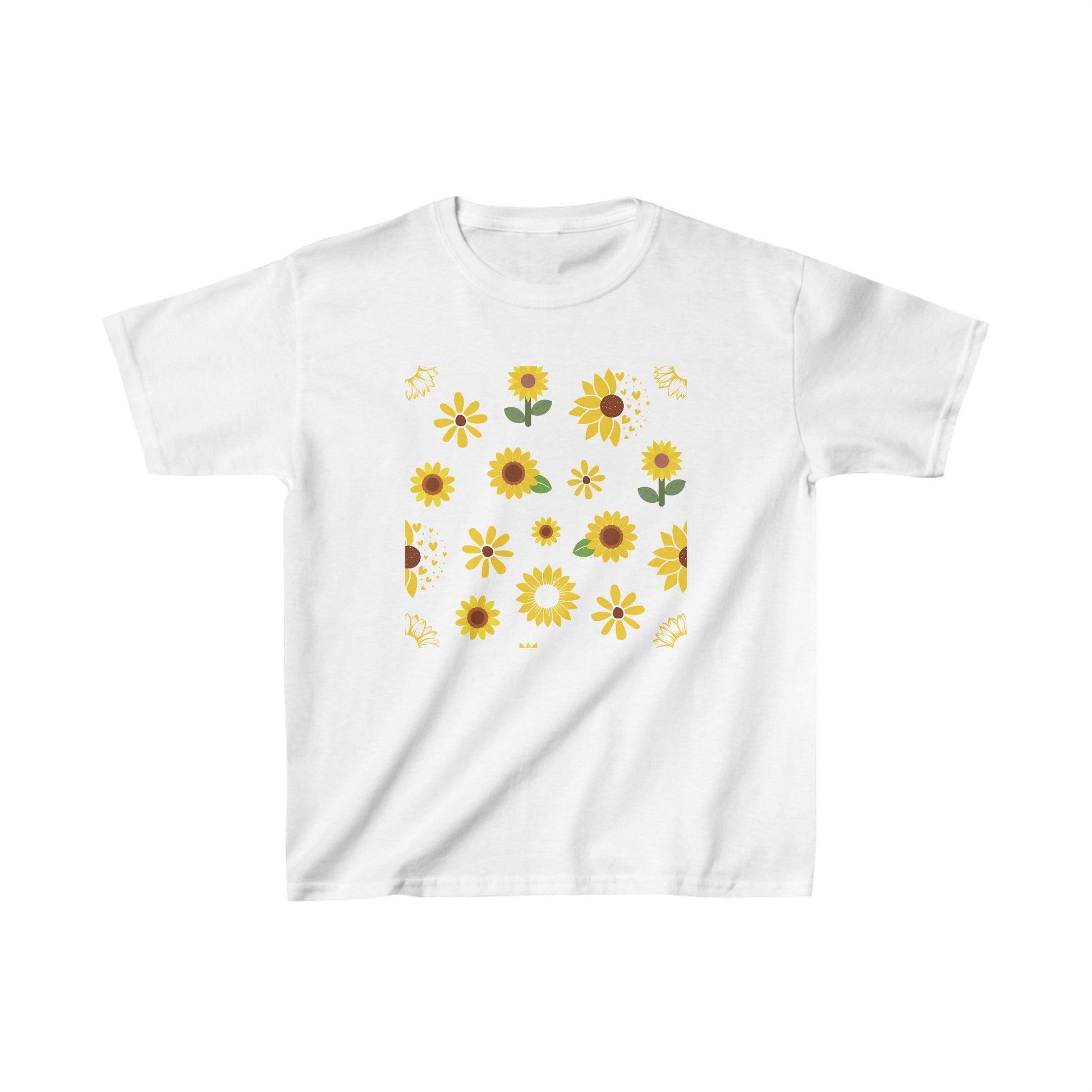 Sunflower Burst Kids Cotton Tee Cute Yellow Summer Flower Shirt Casual Floral Sunny Spring Children's T - Shirt - Kids clothes - Kristine Celestine