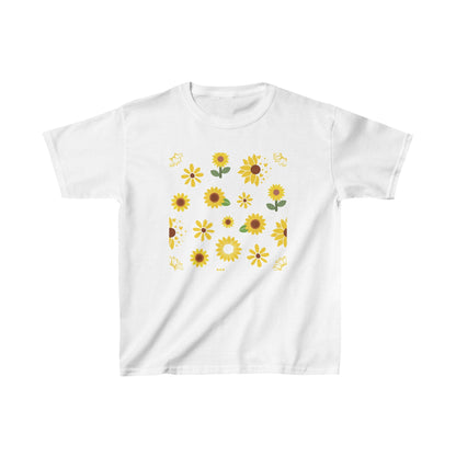 Sunflower Burst Kids Cotton Tee Cute Yellow Summer Flower Shirt Casual Floral Sunny Spring Children's T - Shirt - Kids clothes - Kristine Celestine