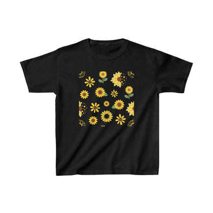 Sunflower Burst Kids Cotton Tee Cute Yellow Summer Flower Shirt Casual Floral Sunny Spring Children's T - Shirt - Kids clothes - Kristine Celestine