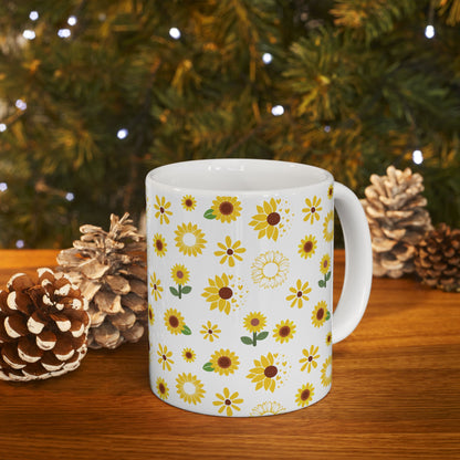 Sunflower Burst Mug Yellow Summer Flower Ceramic Coffee Cup Sunny Floral Spring Tea Mug Birthday Gift for Garden Lover - Mug - Kristine Celestine