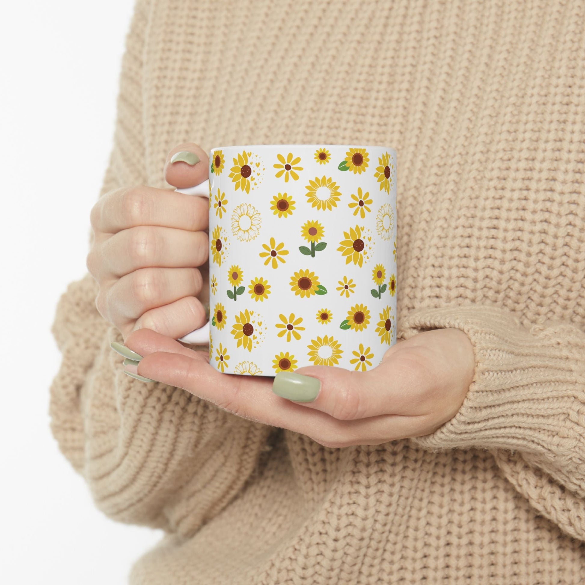 Sunflower Burst Mug Yellow Summer Flower Ceramic Coffee Cup Sunny Floral Spring Tea Mug Birthday Gift for Garden Lover - Mug - Kristine Celestine