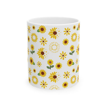 Sunflower Burst Mug Yellow Summer Flower Ceramic Coffee Cup Sunny Floral Spring Tea Mug Birthday Gift for Garden Lover - Mug - Kristine Celestine