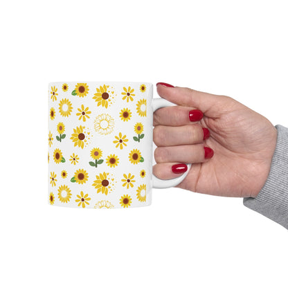 Sunflower Burst Mug Yellow Summer Flower Ceramic Coffee Cup Sunny Floral Spring Tea Mug Birthday Gift for Garden Lover - Mug - Kristine Celestine