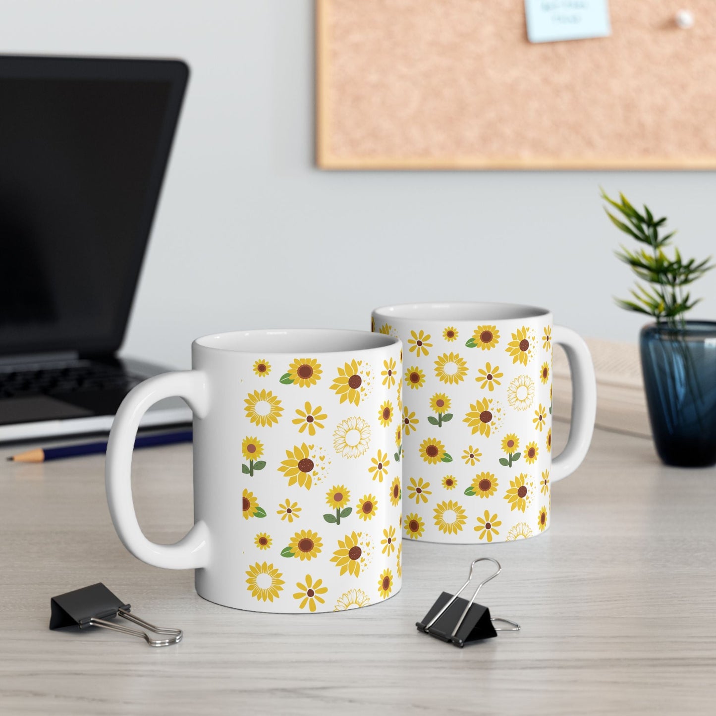 Sunflower Burst Mug Yellow Summer Flower Ceramic Coffee Cup Sunny Floral Spring Tea Mug Birthday Gift for Garden Lover - Mug - Kristine Celestine